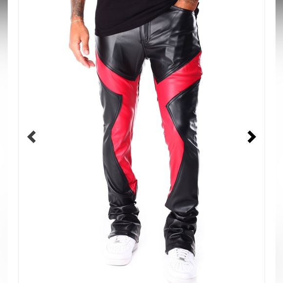 NWT!!! Mens fashion faux leather stacked color block jean; Sz 34W - Picture 3 of 7